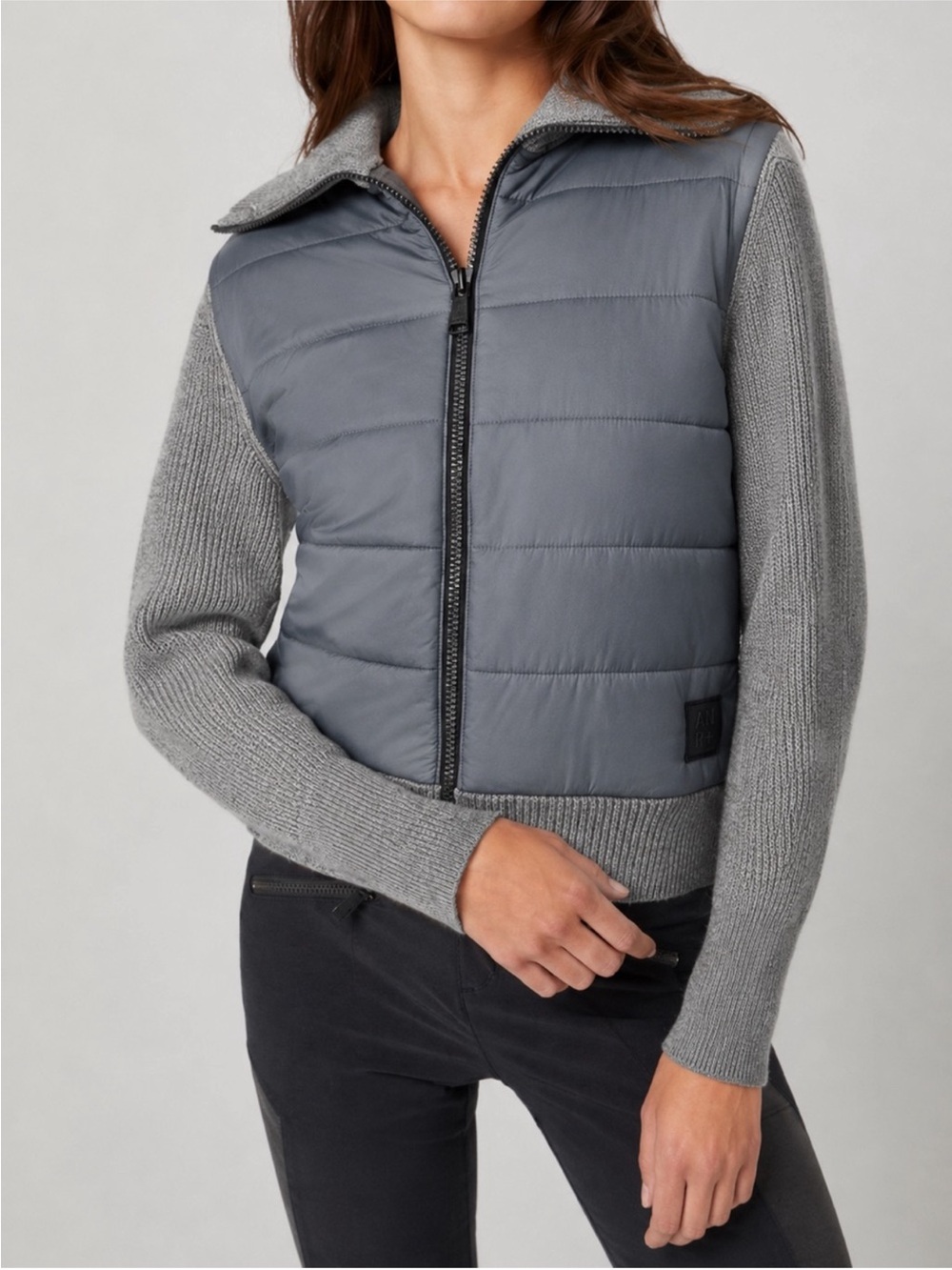 New Alp N Rock Grey Miva Hybred Knit Sleeve Jacket - XL $500